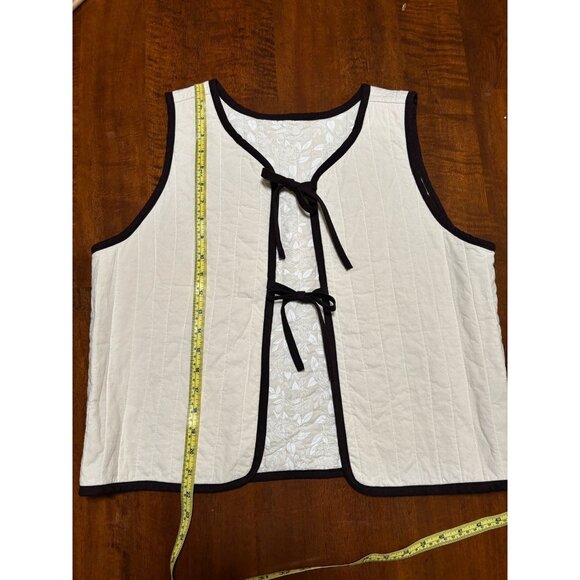 Hand Made Tie Front 100% Organic Cotton Quilted Vest - Picture 6 of 6
